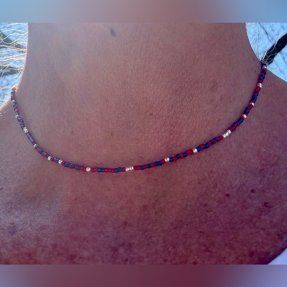 Ole Miss necklace handmade necklace blue & red miyuki beads + 14k gold filled - Picture 5 of 5